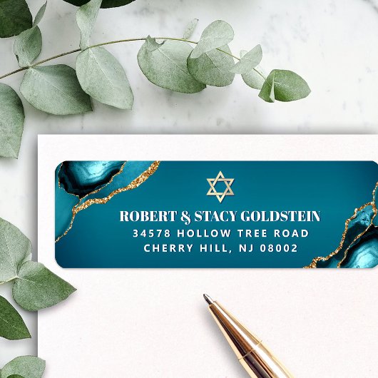 Bar Mitzvah Turquoise Ombre Agate Rücksendeadresse