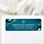 Bar Mitzvah Turquoise Ombre Agate Rücksendeadresse<br><div class="desc">Seien Sie stolz, freuen Sie sich und feiern Sie diesen Meilenstein Ihres Lieblings-Bar Mitzvah, wenn Sie dieses coole, einzigartige, moderne, personalisierte Rücksendelabel verwenden! Kühne, weiße Sans Serif Typografie und ein Imitat goldener Star von David überlagern einen tieftürkisfarbenen, aquamarinen, blauen Hintergrund mit türkisblauem Age mit Imitaten goldenen Venen. Personalisieren Sie den...</div>