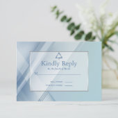 Bar Mitzvah UAWG Contemporary Shades of Blue RSVP Karte (Stehend Vorderseite)