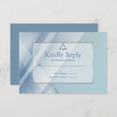 Bar Mitzvah UAWG Contemporary Shades of Blue RSVP Karte (Vorne/Hinten)