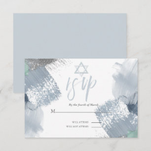 Bar Mitzvah UAWG Dusty Blue Chic Brushstrokes Einladung