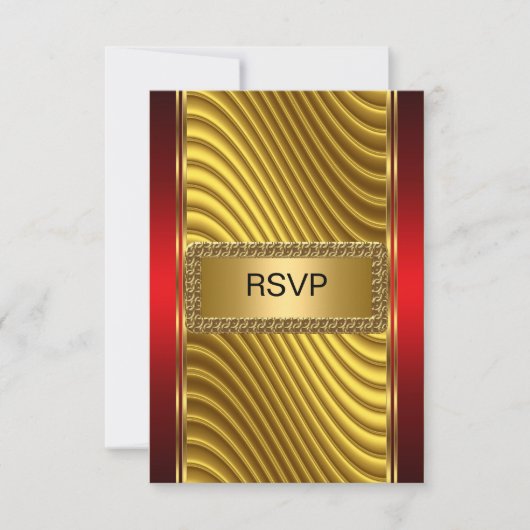 Bar Mitzvah uAwg Gold und Rot RSVP Karte (Vorderseite)