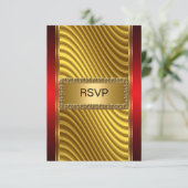 Bar Mitzvah uAwg Gold und Rot RSVP Karte (Stehend Vorderseite)