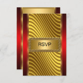 Bar Mitzvah uAwg Gold und Rot RSVP Karte (Vorne/Hinten)