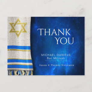 Bar Mitzvah Vielen Dank, dass Sie Gebet Shawl Blue Postkarte