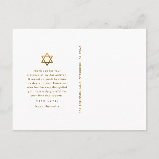 Bar Mitzvah Vielen Dank, dass Sie Star von David F Postkarte (Rückseite)