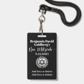 Bar Mitzvah VIP Lanyard ABZEICHEN Ausweis (Rückseite mit Lanyard)