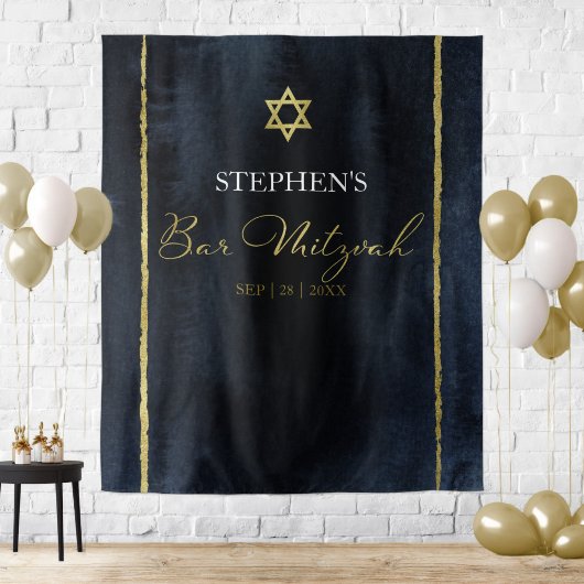 Bar Mitzvah Watercolor Backdrops | Abstraktes Blau Wandteppich
