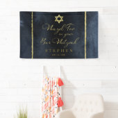 Bar Mitzvah Watercolor Banner Abstrakt Blue Gilded (Insitu)
