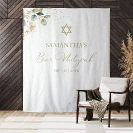 Bar Mitzvah Watercolor Hintergrund | Greenery Gild Wandteppich