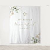 Bar Mitzvah Watercolor Hintergrund | Greenery Gild Wandteppich (Vorderseite)
