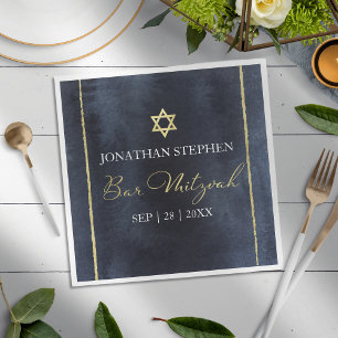 Bar Mitzvah Watercolor Napkins   Abstraktes Blau Serviette