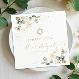 Bar Mitzvah Watercolor Napkins | Eukalyptus Gilded Serviette