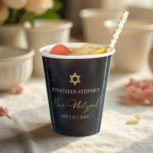 Bar Mitzvah Watercolor Paper Cups Abstraktes Bla Pappbecher