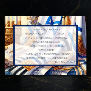 Bar Mitzvah Watercolor Tallit 3 Einladung