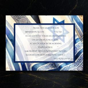 Bar Mitzvah Watercolor Tallit Einladung