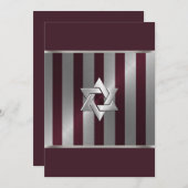 Bar Mitzvah Wein und Silberstreifen Einladung (Vorne/Hinten)