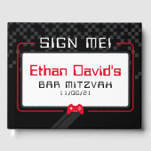 BAR MITZVAH WELCOME Gamer cool angesagter schwarze Gästebuch (Vorderseite)