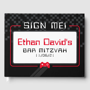 BAR MITZVAH WELCOME Gamer cool angesagter schwarze Gästebuch