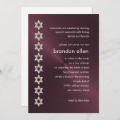 Bar Mitzvah Wine Sheen Silver Stars von David Einladung (Vorne/Hinten)