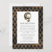 Bar Mitzvah zum Thema Schwarz und Golddrache Einladung (Vorderseite)