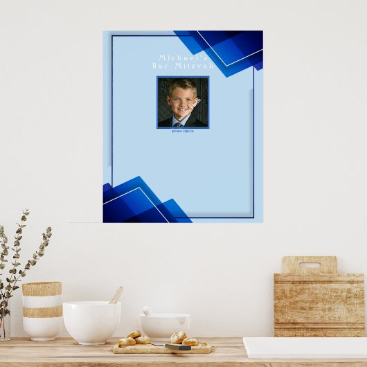 Bar Mitzvahs Modern Blue Geometric Poster (Küche)