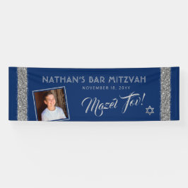 Bar MitzvahSilver Blue Willkommen Mazel Tov Large Banner