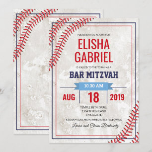 Bar Mitzwa Baseball Vintage Grunge Einladung