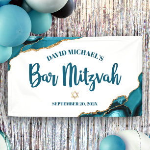 Bar Mitzwa einfache moderne turquoise Achat Schrif Banner
