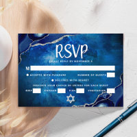 Bar Mitzwa-Galaxie-Blau-Achat-Wasserfarbe-Skript