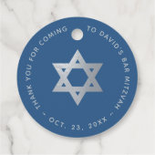 Bar Mitzwa Klassisch Blau Falscher Silberner David Geschenkanhänger (Rückseite)