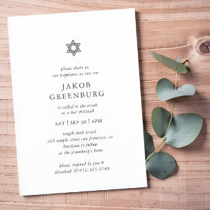 Bar Mitzwa Modern Einfach Elegant Minimalistisch Einladung
