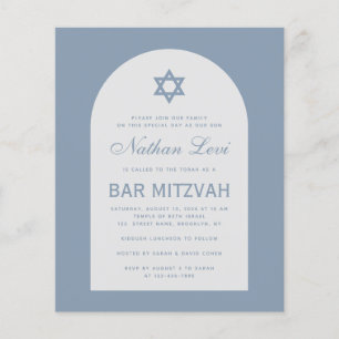 Bar Mizwa Dusty Blue Bogen Stern Budget Einladung