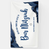 Bar Mizwa Einfach Modern Navy Blau Achat Schriftzu Banner (Vertikal)