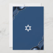 Bar Mizwa einfache moderne marineblaue Achat-Schri Einladung (Rückseite)