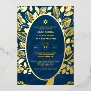 Bar Mizwa-Einladung ECHTE FOLIE Baum des Lebens Go Folieneinladung