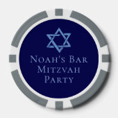Bar-Mizwa-Feier Royalblauer Davidstern Pokerchips (Vorderseite)