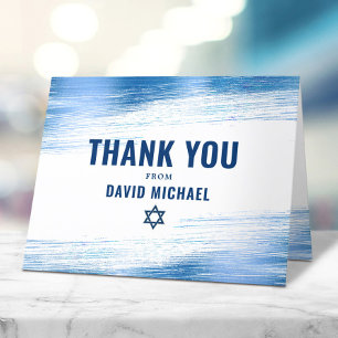 Bar Mizwa fett moderne marineblaue Typografie blau Dankeskarte