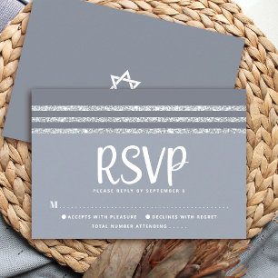 Bar Mizwa Grau Silber Tallit Schrift Fett Modern RSVP Karte