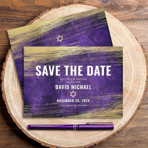 Bar Mizwa Lila Aquarell Goldfolie Modern Save The Date
