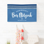 Bar Mizwa Modern Blau Silber Tallit Fette Schrift Banner (Insitu)