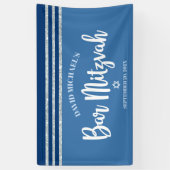 Bar Mizwa Modern Blau Silber Tallit Fette Schrift Banner (Vertikal)