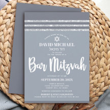 Bar Mizwa Modern Grau Silber Tallit Einfach Bold