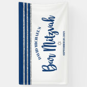 Bar Mizwa Modern Navyblau Silber Tallit Schriftzug Banner (Vertikal)
