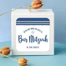 Bar Mizwa Modern Navyblau Silber Tallit Schriftzug