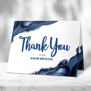 Bar Mizwa-Navy-Blau-Achat-Schrift einfach minimal Dankeskarte