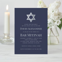 Bar Mizwa Navy Blau & Faux Silber Stern Davids