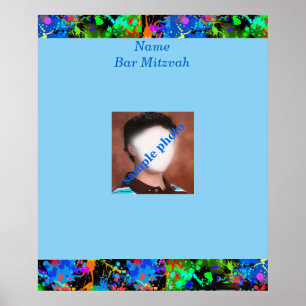 Bar Mizwa Neonfarbe Foto-Schild in Board Poster