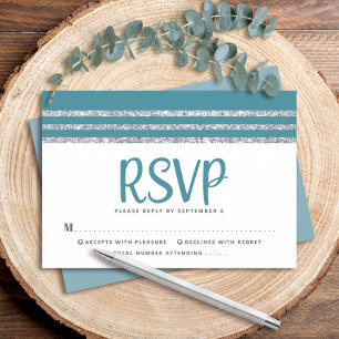 Bar Mizwa Türkis Silber Tallit Schrift Modern Fett RSVP Karte