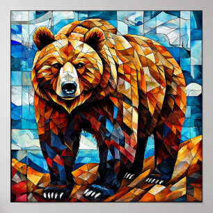 Bär moderne Tierwelt geometrische Tierkunst Poster